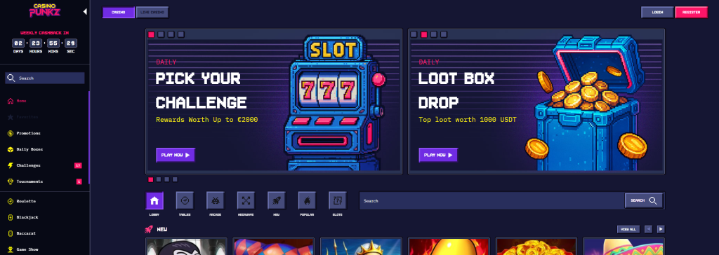 CasinoPunkz - Misiones Gamificadas Con 13 Opciones Cripto